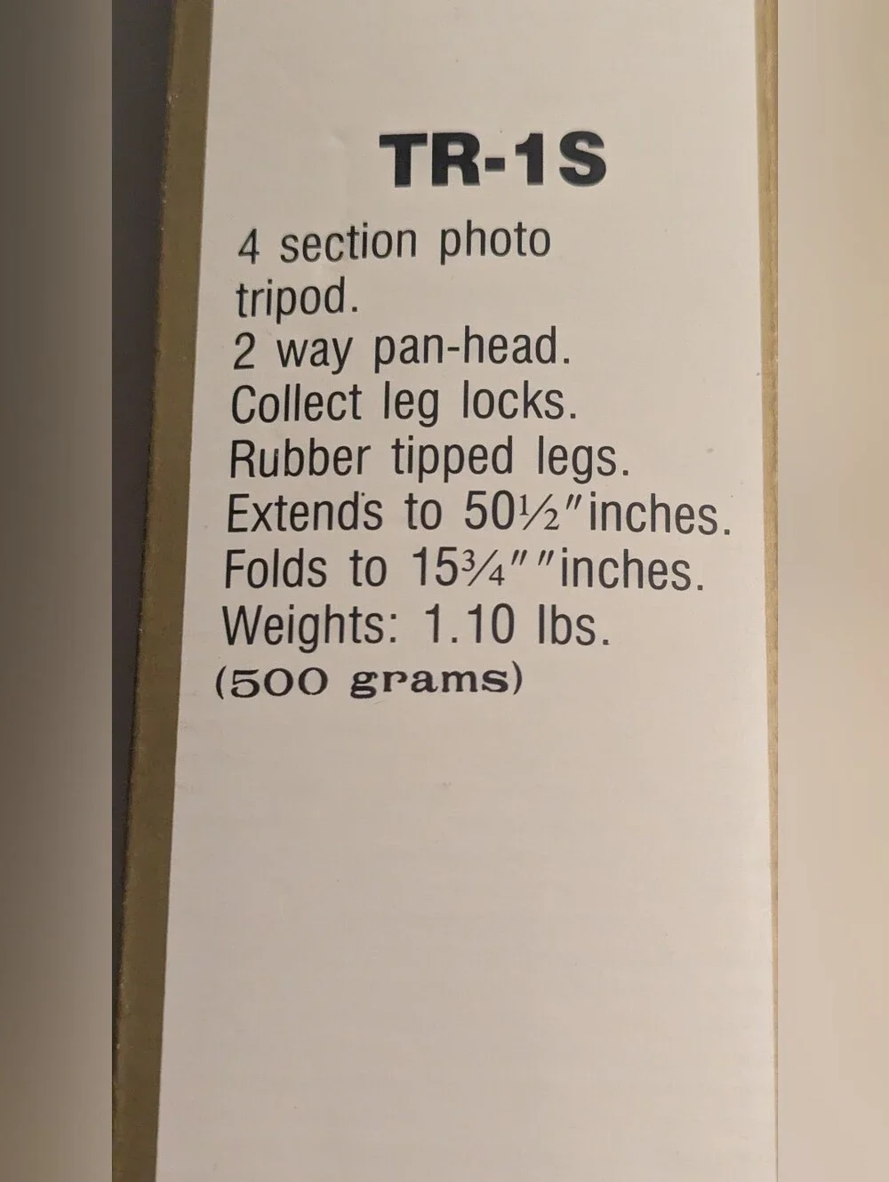 Sakar TR-1S Photo / Video Camera Tripod 4 Section (Extends 50.5”). Original Box.